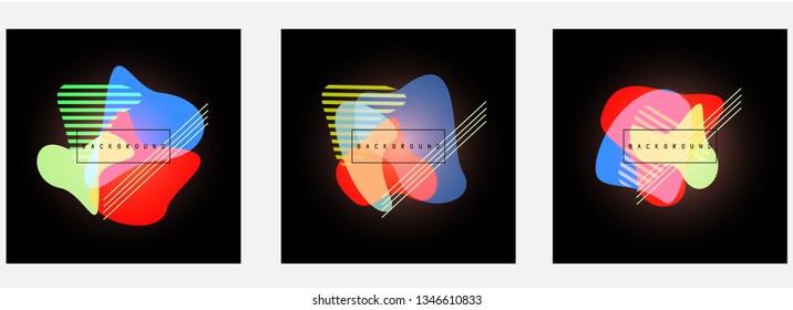 Set of abstract modern graphic elements. Dynamical colored forms and line. Gradient abstract banners with flowing liquid shapes