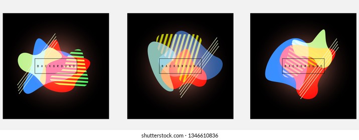 Set of abstract modern graphic elements. Dynamical colored forms and line. Gradient abstract banners with flowing liquid shapes