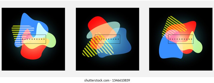 Set of abstract modern graphic elements. Dynamical colored forms and line. Gradient abstract banners with flowing liquid shapes