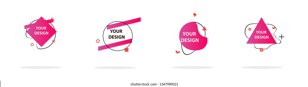 Set of abstract modern graphic elements. Colorful vector gradient shapes composition. Template for design, banner, flyer, poster, wallpaper, brochure, smartphone screen, mobile app