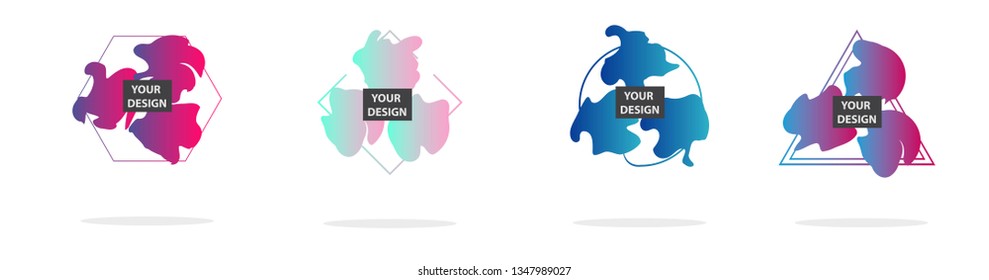 Set of abstract modern graphic elements. Colorful vector gradient shapes composition. Template for design, banner, flyer, poster, wallpaper, brochure, smartphone screen, mobile app