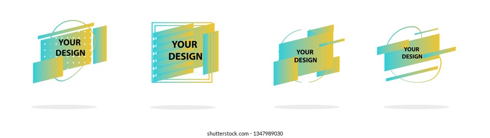 Set of abstract modern graphic elements. Colorful vector gradient shapes composition. Template for design, banner, flyer, poster, wallpaper, brochure, smartphone screen, mobile app
