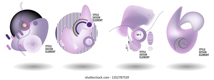 Set of abstract modern graphic elements. Dynamical colored forms and line. Gradient abstract banners with flowing liquid shapes. Template for the design of a logo, flyer or presentation. Vector.