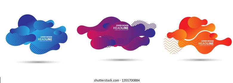 SET Abstract modern graphic elements. Dynamical colored forms and line. Gradient abstract banners with flowing liquid shapes. Template for the design of a logo, flyer or presentation. Vector.