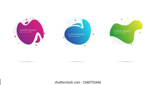 Set of abstract modern graphic elements. Dynamical colored forms and line. Gradient abstract banners with flowing liquid shapes. Template for the design of a logo, flyer or presentation. Vector. 