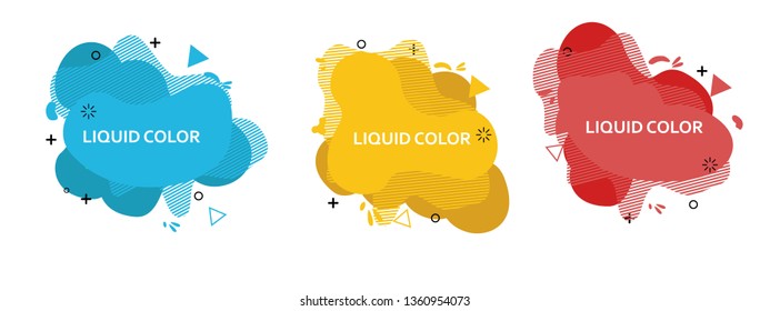 Set of abstract modern graphic elements. Dynamical colored forms and line. Gradient abstract banners with flowing liquid shapes. Template for the design of a logo, flyer or presentation. Vector 10 EPS