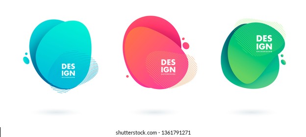 Set Of Abstract Modern Graphic Elements. Dynamical Colored Forms And Line. Gradient Abstract Banners With Flowing Liquid Shapes. Template For The Design Of A Logo, Flyer Or Presentation. Vector.