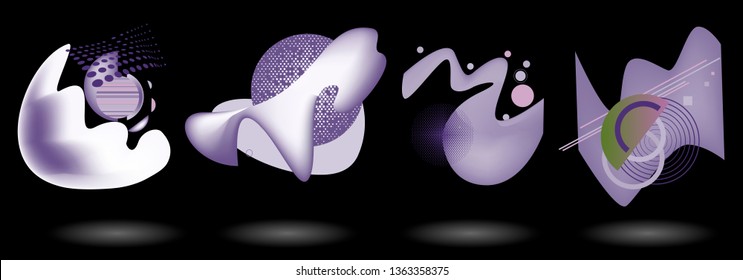 Set of abstract modern graphic elements. Dynamical colored forms and line. Gradient abstract banners with flowing liquid shapes. Template for the design of a logo, flyer or presentation. Vector.