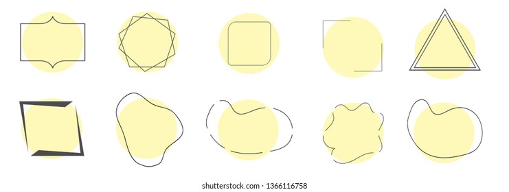 Set of abstract modern graphic elements. Simply vector frames, different shapes composition.