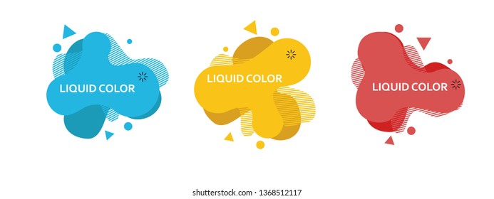 Set of abstract modern graphic elements. Dynamical colored forms and line. Gradient abstract banners with flowing liquid shapes. Template for the design of a logo, flyer or presentation. Vector 10 EPS