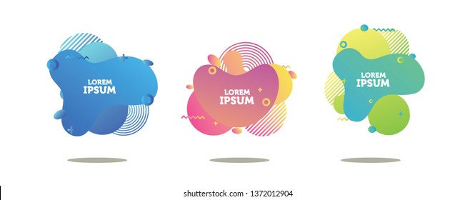 Set of abstract modern graphic elements. Dynamical colored forms and line. Gradient abstract banners with flowing liquid shapes. Template for the design of a logo, flyer or presentation
