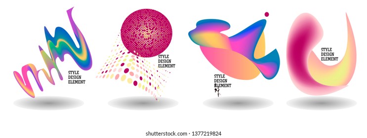 Set of abstract modern graphic elements. Dynamical colored forms and line. Gradient abstract banners with flowing liquid shapes. Template for the design of a logo, flyer or presentation. Vector.