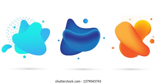 Set of abstract modern graphic elements. Dynamical colored forms and line. Gradient abstract banners with flowing liquid shapes. Template for the design of a logo, flyer or presentation. Vector