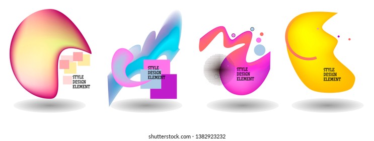 Set of abstract modern graphic elements. Dynamical colored forms and line. Gradient abstract banners with flowing liquid shapes. Template for the design of a logo, flyer or presentation. Vector.