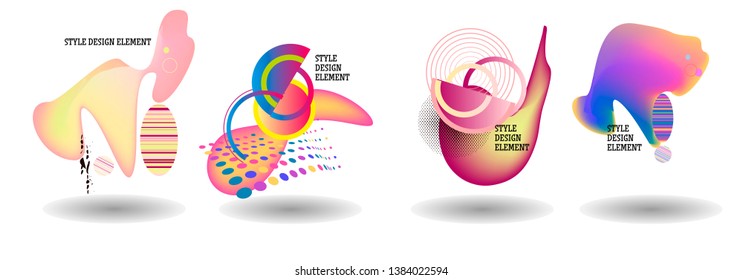 Set of abstract modern graphic elements. Dynamical colored forms and line. Gradient abstract banners with flowing liquid shapes. Template for the design of a logo, flyer or presentation. Vector.