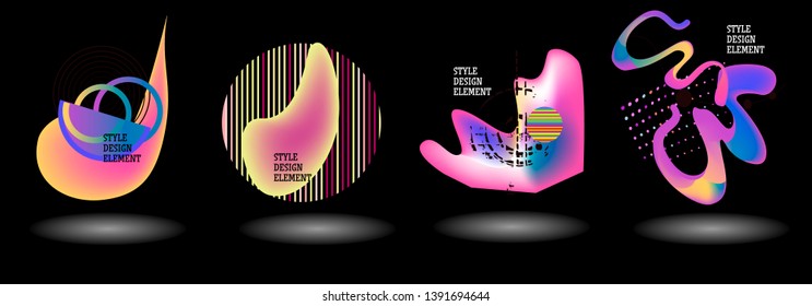 Set of abstract modern graphic elements. Dynamical colored forms and line. Gradient abstract banners with flowing liquid shapes. Template for the design of a logo, flyer or presentation. Vector.