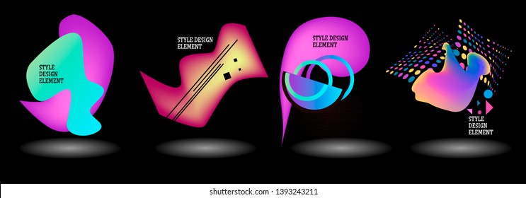 Set of abstract modern graphic elements. Dynamical colored forms and line. Gradient abstract banners with flowing liquid shapes. Template for the design of a logo, flyer or presentation. Vector.