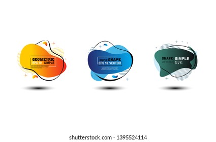 Set of abstract modern graphic elements. Dynamical colored forms and line. Geometric colourful shapes with minimalis trendy modern design in yellow, blue and green colors, isolated on white - vector