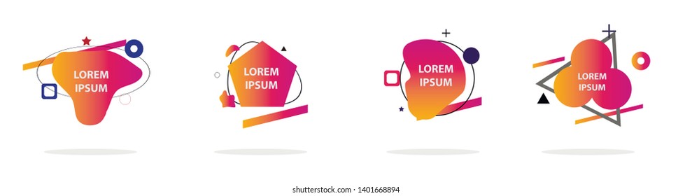 Set of abstract modern graphic elements. Colorful vector gradient shapes composition. Template for design, banner, flyer, poster, wallpaper, brochure, smartphone screen, mobile app