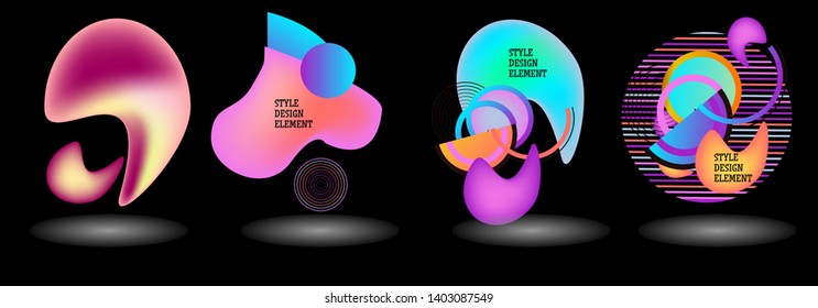 Set of abstract modern graphic elements. Dynamical colored forms and line. Gradient abstract banners with flowing liquid shapes. Template for the design of a logo, flyer or presentation. Vector.