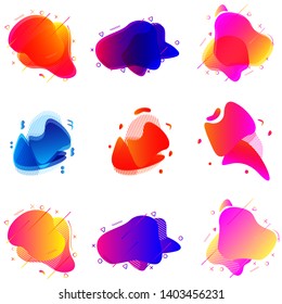 Set of abstract modern graphic elements. Dynamical colored forms and line. Gradient abstract banners with flowing liquid shapes. Template for the design. Vector illustration