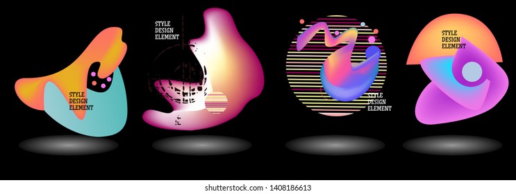 Set of abstract modern graphic elements. Dynamical colored forms and line. Gradient abstract banners with flowing liquid shapes. Template for the design of a logo, flyer or presentation. Vector.
