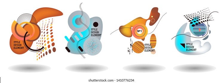 Set of abstract modern graphic elements. Dynamical colored forms and line. Gradient abstract banners with flowing liquid shapes. Template for the design of a logo, flyer or presentation. Vector.