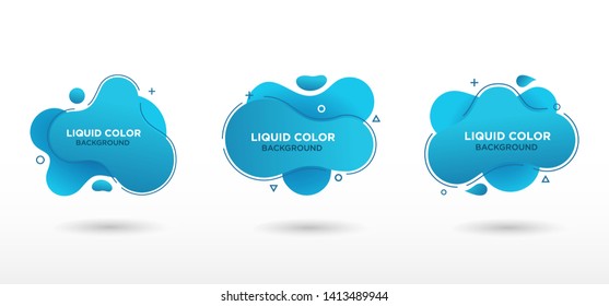 Set of abstract modern graphic elements. Flat geometric liquid form with gradient colors. Modern vector template, template for the design of a logo, flyer or presentation. - Vector