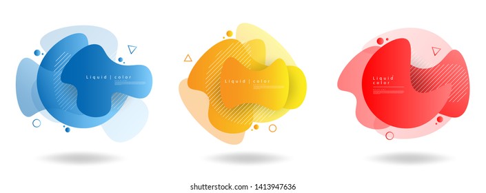 Set of abstract modern graphic elements. Dynamical colored forms and waves. Gradient abstract banners with flowing liquid shapes. Template for the design of a book cover,poster, flyer or presentation.
