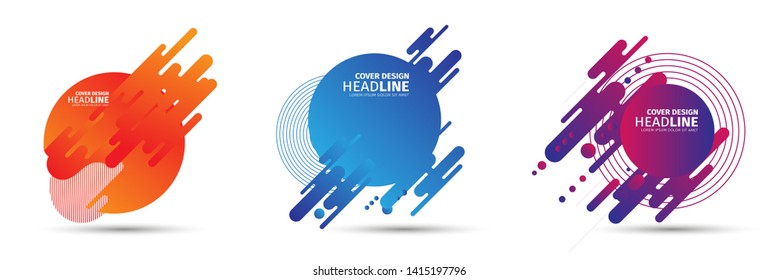 SET Abstract modern graphic elements. Dynamical colored forms and line. Gradient abstract banners with flowing liquid shapes. Template for the design of a logo, flyer or presentation. Vector.