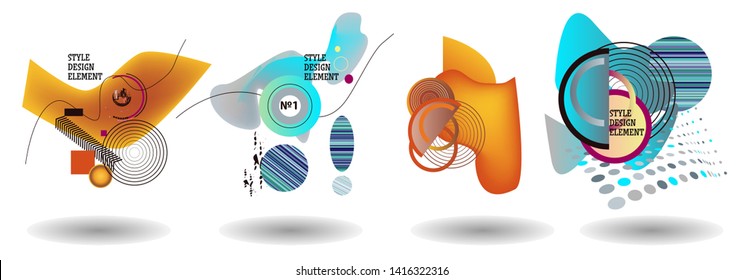 Set of abstract modern graphic elements. Dynamical colored forms and line. Gradient abstract banners with flowing liquid shapes. Template for the design of a logo, flyer or presentation. Vector.