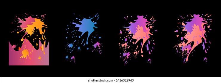 Set of abstract modern graphic elements. Dynamical colored forms and line. Gradient abstract banners with flowing liquid shapes. Template for the design of a logo, flyer or presentation. Vector.