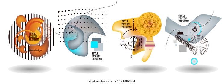Set of abstract modern graphic elements. Dynamical colored forms and line. Gradient abstract banners with flowing liquid shapes. Template for the design of a logo, flyer or presentation. Vector.