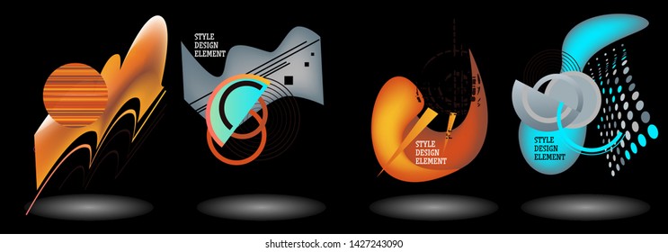 Set of abstract modern graphic elements. Dynamical colored forms and line. Gradient abstract banners with flowing liquid shapes. Template for the design of a logo, flyer or presentation. Vector.