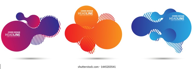 SET Abstract modern graphic elements. Dynamical colored forms and line. Gradient abstract banners with flowing liquid shapes. Template for the design of a logo, flyer or presentation. Vector.