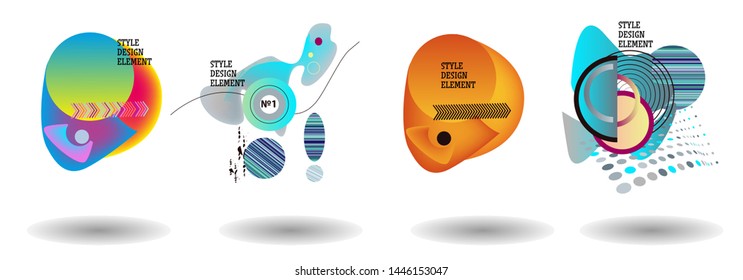 Set of abstract modern graphic elements. Dynamical colored forms and line. Gradient abstract banners with flowing liquid shapes. Template for the design of a logo, flyer or presentation. Vector.