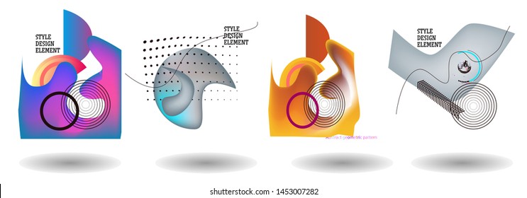 Set of abstract modern graphic elements. Dynamical colored forms and line. Gradient abstract banners with flowing liquid shapes. Template for the design of a logo, flyer or presentation. Vector.