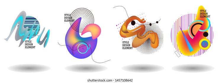 Set of abstract modern graphic elements. Dynamical colored forms and line. Gradient abstract banners with flowing liquid shapes. Template for the design of a logo, flyer or presentation. Vector.