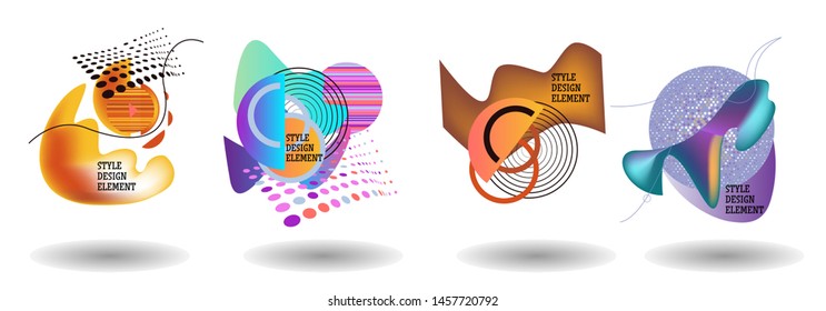 Set of abstract modern graphic elements. Dynamical colored forms and line. Gradient abstract banners with flowing liquid shapes. Template for the design of a logo, flyer or presentation. Vector.