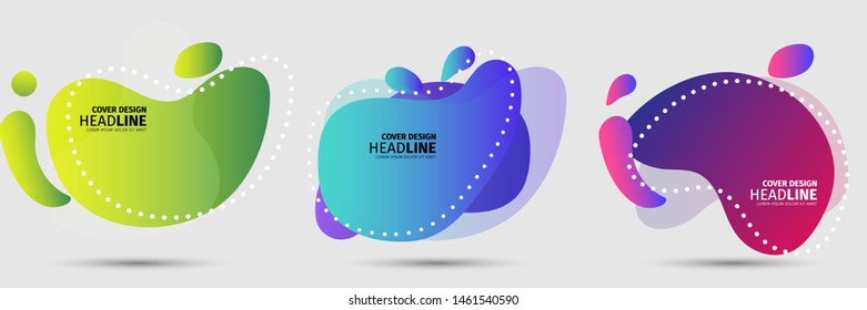 SET Abstract modern graphic elements. Dynamical colored forms and line. Gradient abstract banners with flowing liquid shapes. Template for the design of a logo, flyer or presentation. Vector.