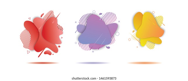 Set of abstract modern graphic elements. Dynamical colored forms and line. Gradients abstract banners with flowing liquid shapes. Template for the design of a logo.Vector Illustration eps10.