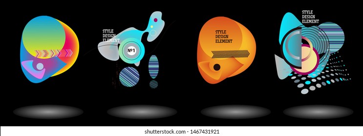 Set of abstract modern graphic elements. Dynamical colored forms and line. Gradient abstract banners with flowing liquid shapes. Template for the design of a logo, flyer or presentation. Vector.