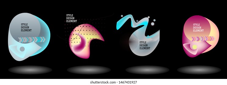 Set of abstract modern graphic elements. Dynamical colored forms and line. Gradient abstract banners with flowing liquid shapes. Template for the design of a logo, flyer or presentation. Vector.