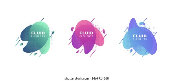 Set of abstract modern graphic elements. Colorful vector gradient shapes composition. Template for design, banner, flyer, poster, wallpaper, brochure, smartphone screen, mobile app, website  tech