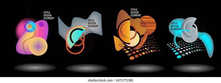 Set of abstract modern graphic elements. Dynamical colored forms and line. Gradient abstract banners with flowing liquid shapes. Template for the design of a logo, flyer or presentation. Vector.