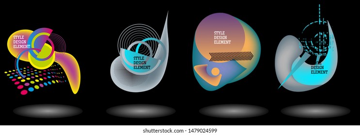 Set of abstract modern graphic elements. Dynamical colored forms and line. Gradient abstract banners with flowing liquid shapes. Template for the design of a logo, flyer or presentation. Vector.