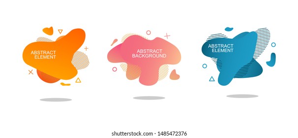 Set of abstract modern graphic elements. Dynamical colored forms and line. Gradient abstract banners with flowing liquid shapes. Template for the design of a logo, flyer or presentation. Vector.