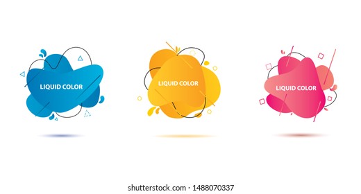 
Set of abstract modern graphic elements. Fluid gradient geometric for minimal banners, logo, flyer, poster, presentation and advertising. Abstract trendy liquid background.