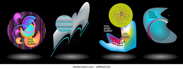 Set of abstract modern graphic elements. Dynamical colored forms and line. Gradient abstract banners with flowing liquid shapes. Template for the design of a logo, flyer or presentation. Vector.