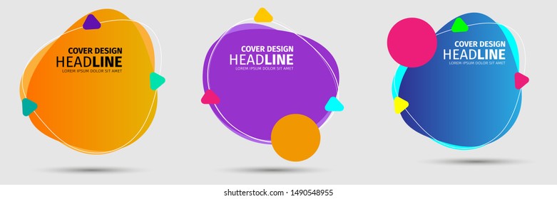 SET Abstract modern graphic elements. Dynamical colored forms and line. Gradient abstract banners with flowing liquid shapes. Template for the design of a logo, flyer or presentation. Vector.